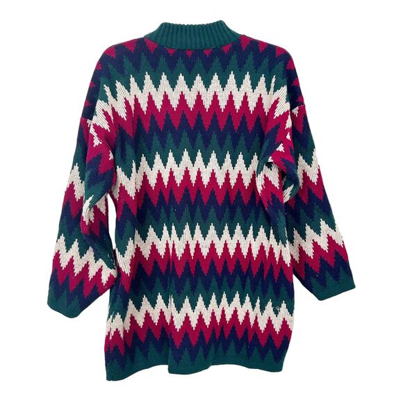 Vintage New Concepts Chevron Grandpa Sweater Sz L - Picture 4 of 5
